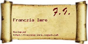 Franczia Imre névjegykártya